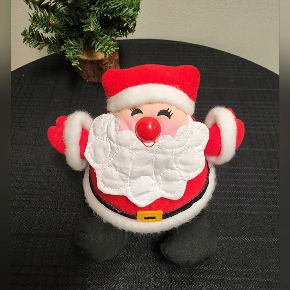 1982 Hallmark Santa Claus Felt Plush with Bean Bag Bottom & Legs